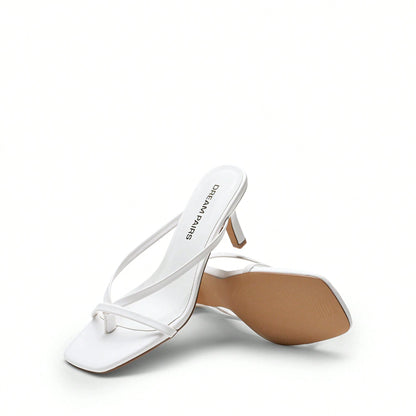 Women Summer New Arrival Kitten Low Heel Thong Slippers Fashion Square Open Toe Comfort Sandals For Party Casual Slides