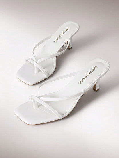 Women Summer New Arrival Kitten Low Heel Thong Slippers Fashion Square Open Toe Comfort Sandals For Party Casual Slides