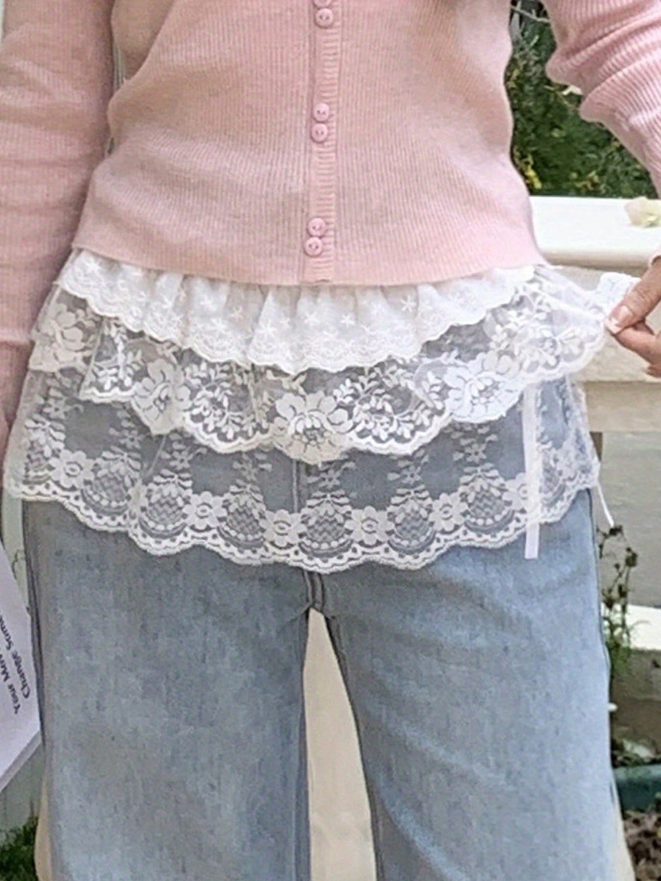Womens Lace Shirt Extender Flower See Through Tie-Up Half Shirts For Layering Clothing Accessories