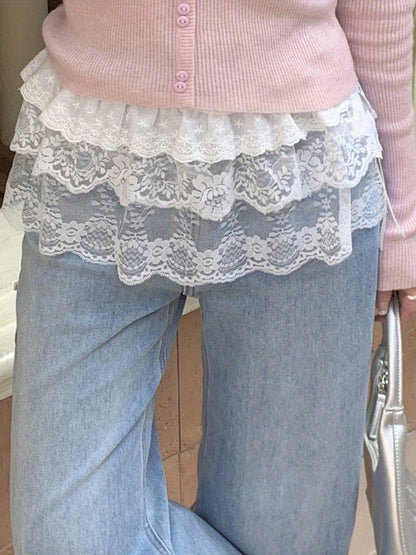 Womens Lace Shirt Extender Flower See Through Tie-Up Half Shirts For Layering Clothing Accessories