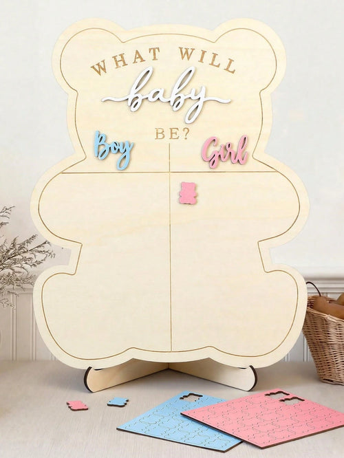 Wooden Baby Gender Reveal Voting Board With Stand, Decorative Gender Guessing Game, Gender Reveal Party Creative, Gender Reveal Party Game, Baby Gender Reveal Voting Board Sign, 1pc 12"X17" Game Board