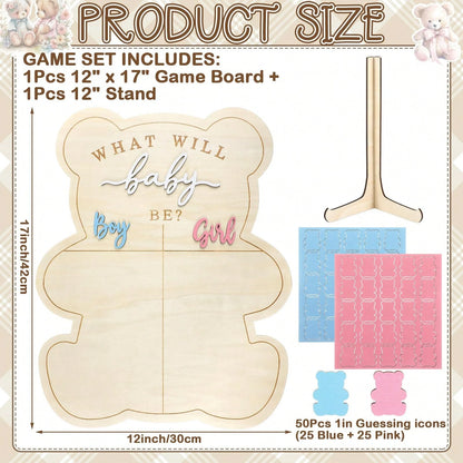 Wooden Baby Gender Reveal Voting Board With Stand, Decorative Gender Guessing Game, Gender Reveal Party Creative, Gender Reveal Party Game, Baby Gender Reveal Voting Board Sign, 1pc 12"X17" Game Board