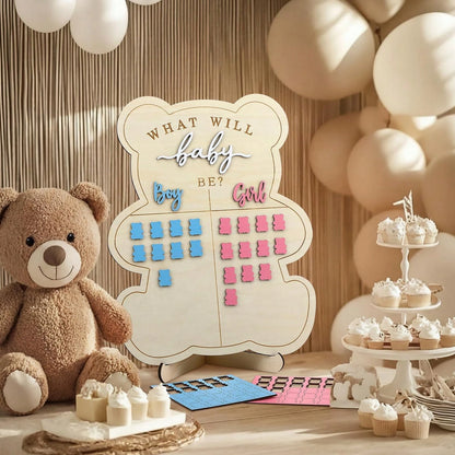 Wooden Baby Gender Reveal Voting Board With Stand, Decorative Gender Guessing Game, Gender Reveal Party Creative, Gender Reveal Party Game, Baby Gender Reveal Voting Board Sign, 1pc 12"X17" Game Board