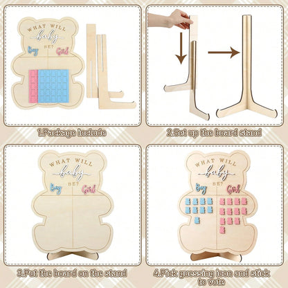 Wooden Baby Gender Reveal Voting Board With Stand, Decorative Gender Guessing Game, Gender Reveal Party Creative, Gender Reveal Party Game, Baby Gender Reveal Voting Board Sign, 1pc 12"X17" Game Board
