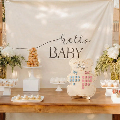 Wooden Baby Gender Reveal Voting Board With Stand, Decorative Gender Guessing Game, Gender Reveal Party Creative, Gender Reveal Party Game, Baby Gender Reveal Voting Board Sign, 1pc 12"X17" Game Board