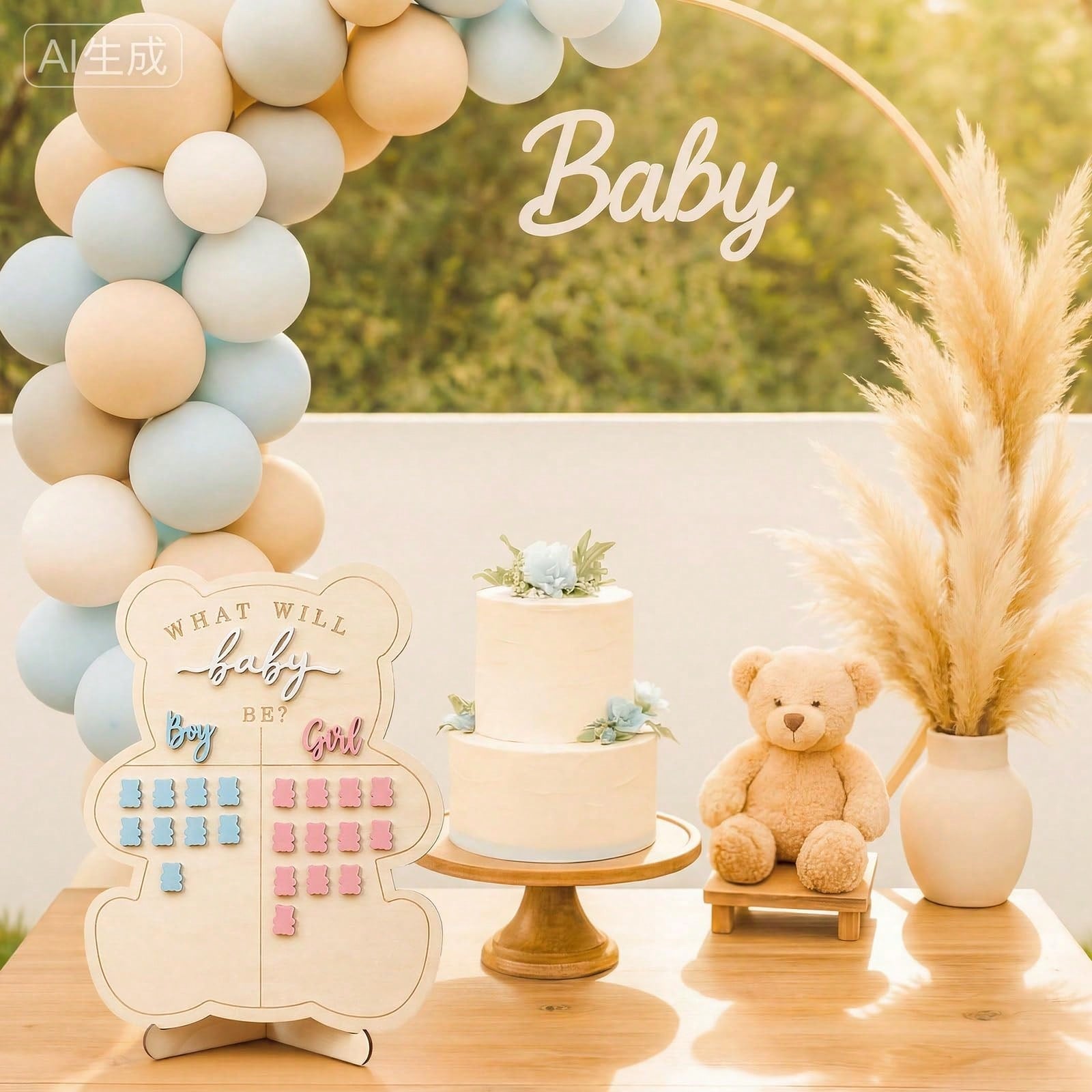 Wooden Baby Gender Reveal Voting Board With Stand, Decorative Gender Guessing Game, Gender Reveal Party Creative, Gender Reveal Party Game, Baby Gender Reveal Voting Board Sign, 1pc 12"X17" Game Board