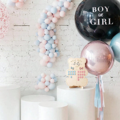 Wooden Baby Gender Reveal Voting Board With Stand, Decorative Gender Guessing Game, Gender Reveal Party Creative, Gender Reveal Party Game, Baby Gender Reveal Voting Board Sign, 1pc 12"X17" Game Board