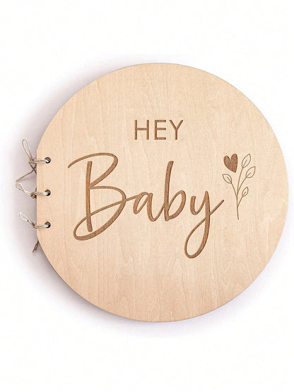 Wooden Baby Shower Guest Book 1pc, Baby Shower Games Guestbook Keepsake Memory Book,40 PagesRustic Baby Shower Guest Sign In Book, Baby Shower Games Guestbook Keepsake Memory Book,Keepsakes For Baby S
