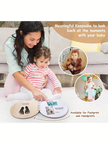 Wooden Baby Shower Guest Book 1pc, Baby Shower Games Guestbook Keepsake Memory Book,40 PagesRustic Baby Shower Guest Sign In Book, Baby Shower Games Guestbook Keepsake Memory Book,Keepsakes For Baby S