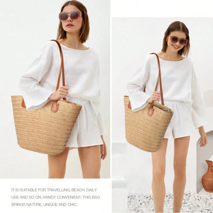 Woven Tote Bag For Women Summer Straw Beach Bag Shoulder Handbags Boho Bag Pool Bag, Beach Essentials Women Bags For Vacation & Holiday