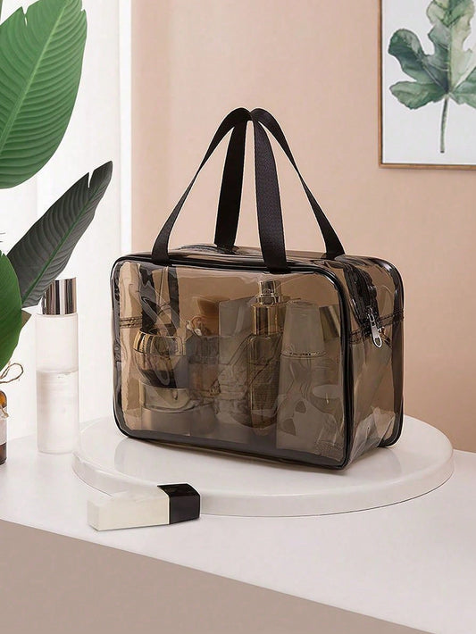 X Milania 1PC Storage Bag Makeup Travel Bag Make Up Brush Bag Toiletry Bag Transparent Single-Layer Makeup Bag Made Of PVC Material, Hand-Held Toiletry Bag, Cosmetic Storage Bag, Beach Bag, Esse