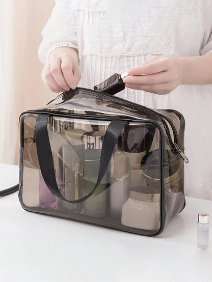X Milania 1PC Storage Bag Makeup Travel Bag Make Up Brush Bag Toiletry Bag Transparent Single-Layer Makeup Bag Made Of PVC Material, Hand-Held Toiletry Bag, Cosmetic Storage Bag, Beach Bag, Esse