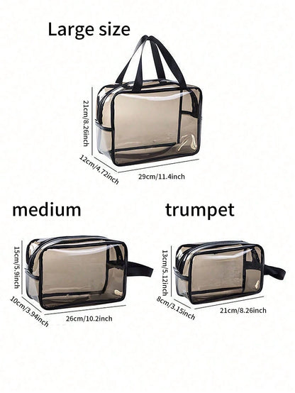 X Milania 1PC Storage Bag Makeup Travel Bag Make Up Brush Bag Toiletry Bag Transparent Single-Layer Makeup Bag Made Of PVC Material, Hand-Held Toiletry Bag, Cosmetic Storage Bag, Beach Bag, Esse