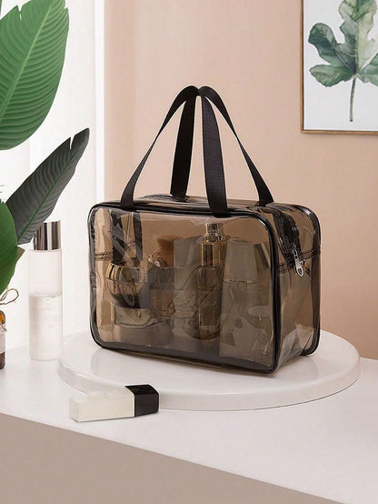 X Milania 1PC Storage Bag Makeup Travel Bag Make Up Brush Bag Toiletry Bag Transparent Single-Layer Makeup Bag Made Of PVC Material, Hand-Held Toiletry Bag, Cosmetic Storage Bag, Beach Bag, Esse