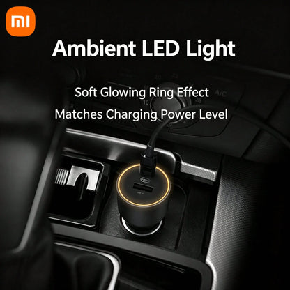 Xiaomi Mi Home 100W Car Fast Charger, 1A1C Dual Port USB-A+USB-C Car Power Adapter, LED Ambient Light Car Charger, Portable PD Fast Charging Adapter, Suitable For Smartphones, Laptops, Tablets, IPhone