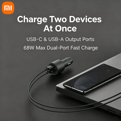 Xiaomi Mi Home 100W Car Fast Charger, 1A1C Dual Port USB-A+USB-C Car Power Adapter, LED Ambient Light Car Charger, Portable PD Fast Charging Adapter, Suitable For Smartphones, Laptops, Tablets, IPhone