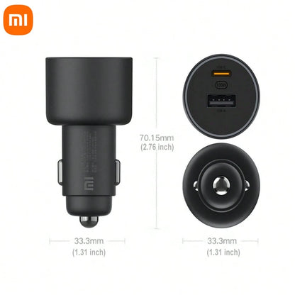 Xiaomi Mi Home 100W Car Fast Charger, 1A1C Dual Port USB-A+USB-C Car Power Adapter, LED Ambient Light Car Charger, Portable PD Fast Charging Adapter, Suitable For Smartphones, Laptops, Tablets, IPhone