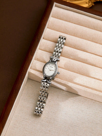 XIVIYA 1pc Women's Gold French Elegance Oval Dial Waterproof Watch, Premium Quality, Great For Gifts