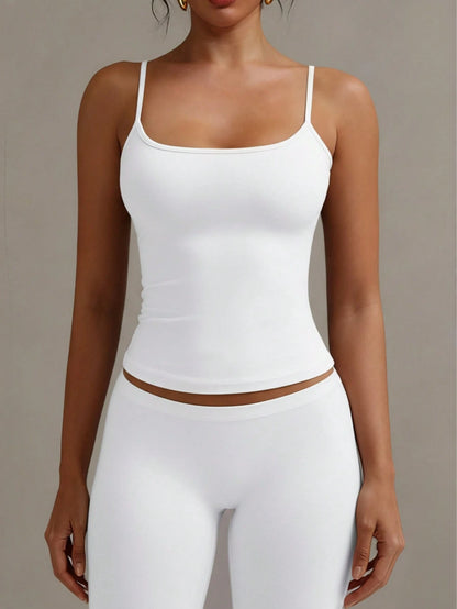 XLLAIS Sexy Backless Women's Camisole, Elastic Casual Spaghetti Strap White Top Summer, Y2K Aesthetic