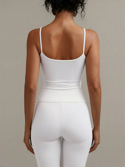 XLLAIS Sexy Backless Women's Camisole, Elastic Casual Spaghetti Strap White Top Summer, Y2K Aesthetic