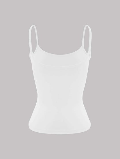 XLLAIS Sexy Backless Women's Camisole, Elastic Casual Spaghetti Strap White Top Summer, Y2K Aesthetic