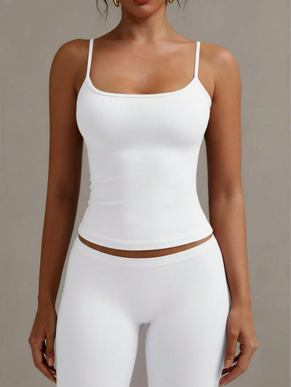 XLLAIS Sexy Backless Women's Camisole, Elastic Casual Spaghetti Strap White Top Summer, Y2K Aesthetic