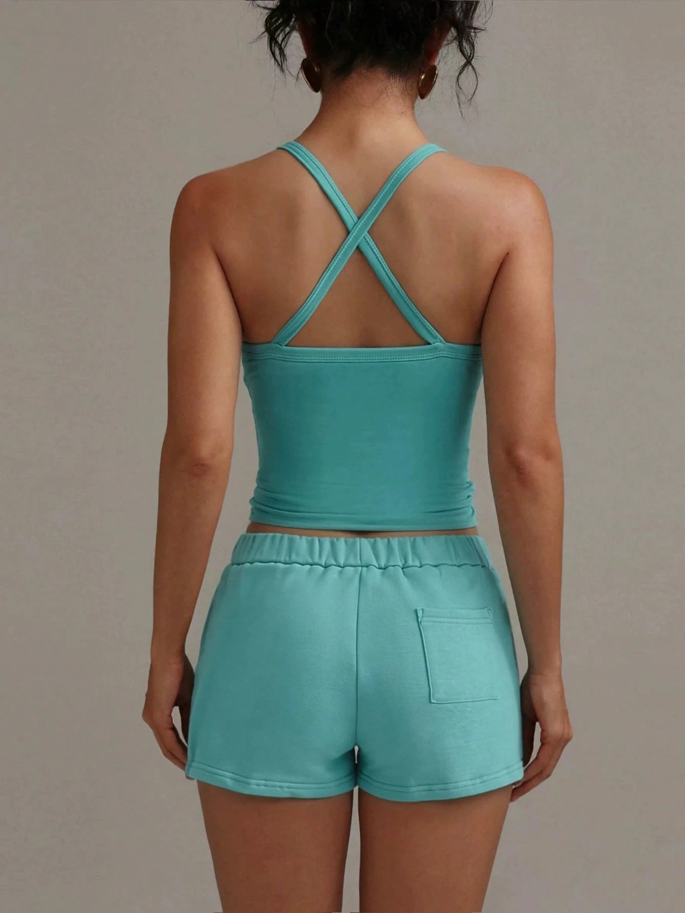 XLLAIS Women's Minimalist Solid Color Criss-Cross Backless Elastic Fitness Camisole Casual Summer, Athleisure