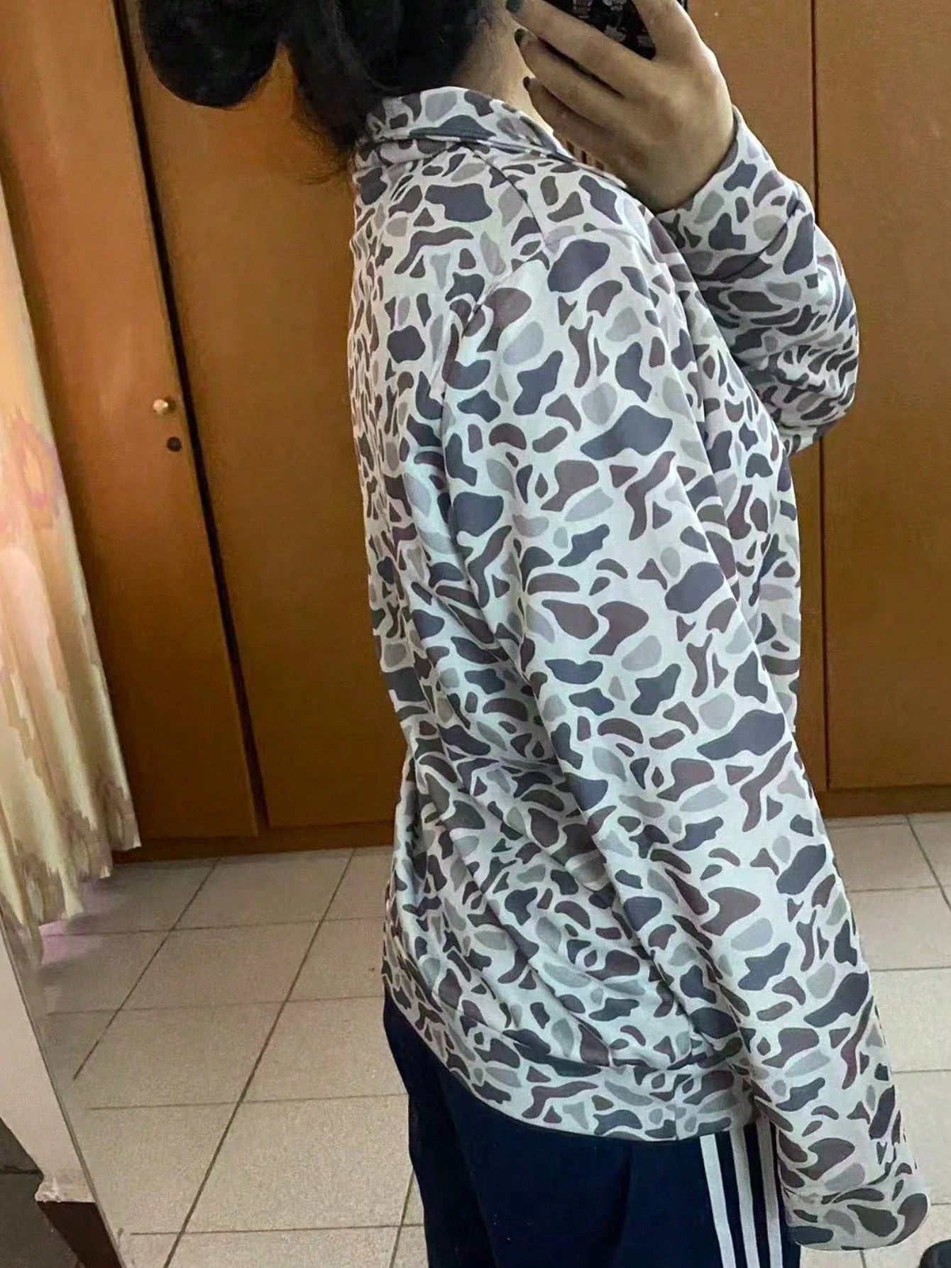 Y2k Duck Camo Long Sleeve, So Cute Camo Half Zip Pullover Sweatshirt, Oversize Polo Shirts,Back-To-School Season Camo Long Sleeve