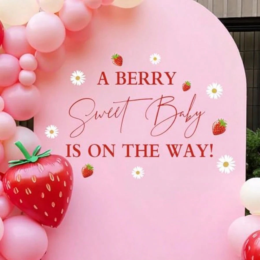 YA Berry Sweet Baby Is On The Way Decorations- A Berry Sweet Baby Is On The Way Decal For Balloons Arch Backdrop Berry Sweet Baby Girl Shower Decorations Strawberry First Birthday Decor For Girl1
