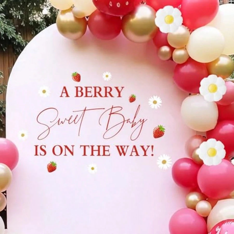 YA Berry Sweet Baby Is On The Way Decorations- A Berry Sweet Baby Is On The Way Decal For Balloons Arch Backdrop Berry Sweet Baby Girl Shower Decorations Strawberry First Birthday Decor For Girl1