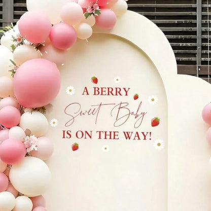 YA Berry Sweet Baby Is On The Way Decorations- A Berry Sweet Baby Is On The Way Decal For Balloons Arch Backdrop Berry Sweet Baby Girl Shower Decorations Strawberry First Birthday Decor For Girl1