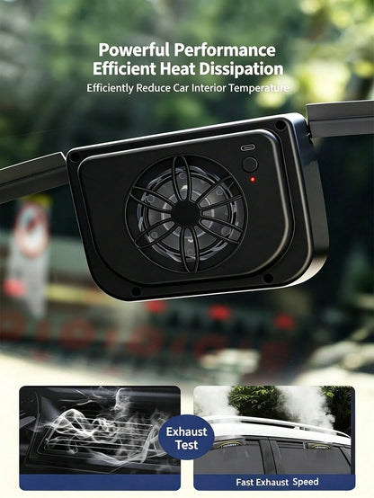 YAIUZGOO 2-In-1 USB & Solar Powered Car Cooling Fan, Car Window Ventilation Exhaust System, Portable Air Circulation Cooler For Cars, SUVs And Trucks