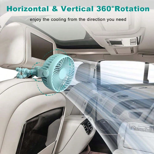 YAIUZGOO Car Clip On Fan With LED Display Smart Clip-On Fan-Rechargeable, Versatile Personal Airflow, Ideal For The Office, Car, Under An Umbrella, And While Traveling