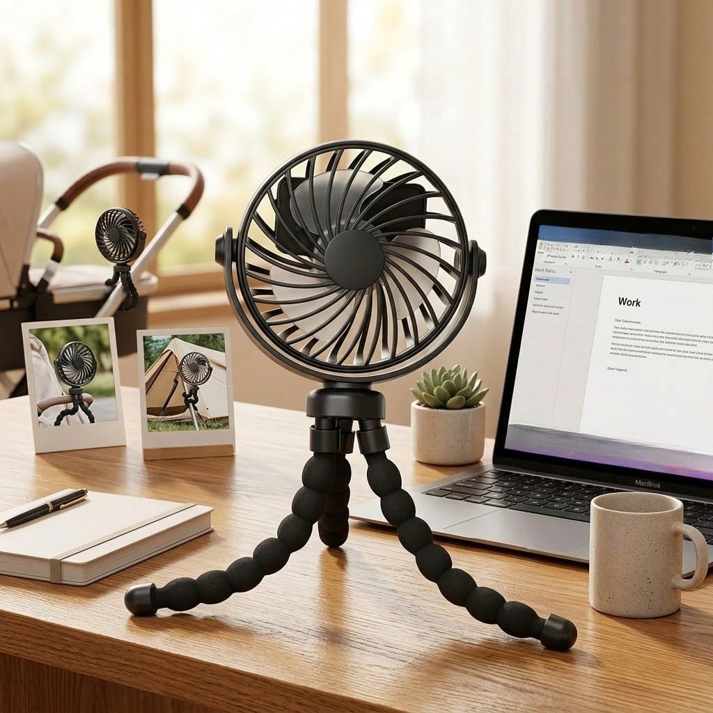 YAIUZGOO Car Clip On Fan With LED Display Smart Clip-On Fan-Rechargeable, Versatile Personal Airflow, Ideal For The Office, Car, Under An Umbrella, And While Traveling