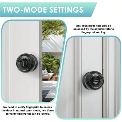 YFK Biometric Smart Fingerprint Door Handle, Keyless Entry Bedroom Door Lock With APP Control & Backup Mechanical Key, Interior Security Lock For Bedroom, Apartment & Office, Black/Silver