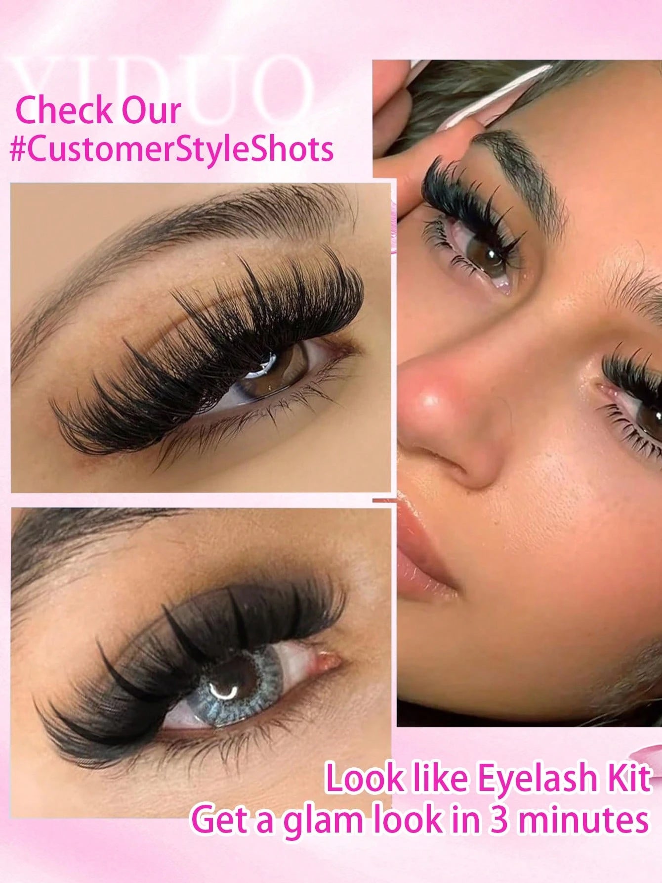 YIDUO 816Pcs DD Curl Lash Clusters Kit With Ultra-Dense, Waterproof, Long-Lasting Lashes, 60D/80D/100D/Spikes/Bottom, Hybrid Volume Look, Beginner-Friendly,Includes Lash Glue, Tweezersfor Wedding, Bir