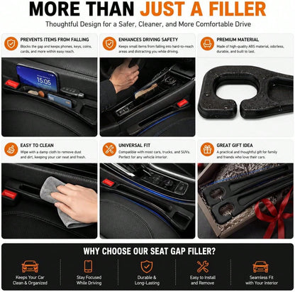 YIWSKJ Car Seat Gap Filler 2 Pack, Universal Fit No Drop Seat Guard With Storage Pocket, Car Seat Gap Plug Prevents Phones, Keys And Coins From Falling, Auto Accessories For SUV, Truck, Sedan