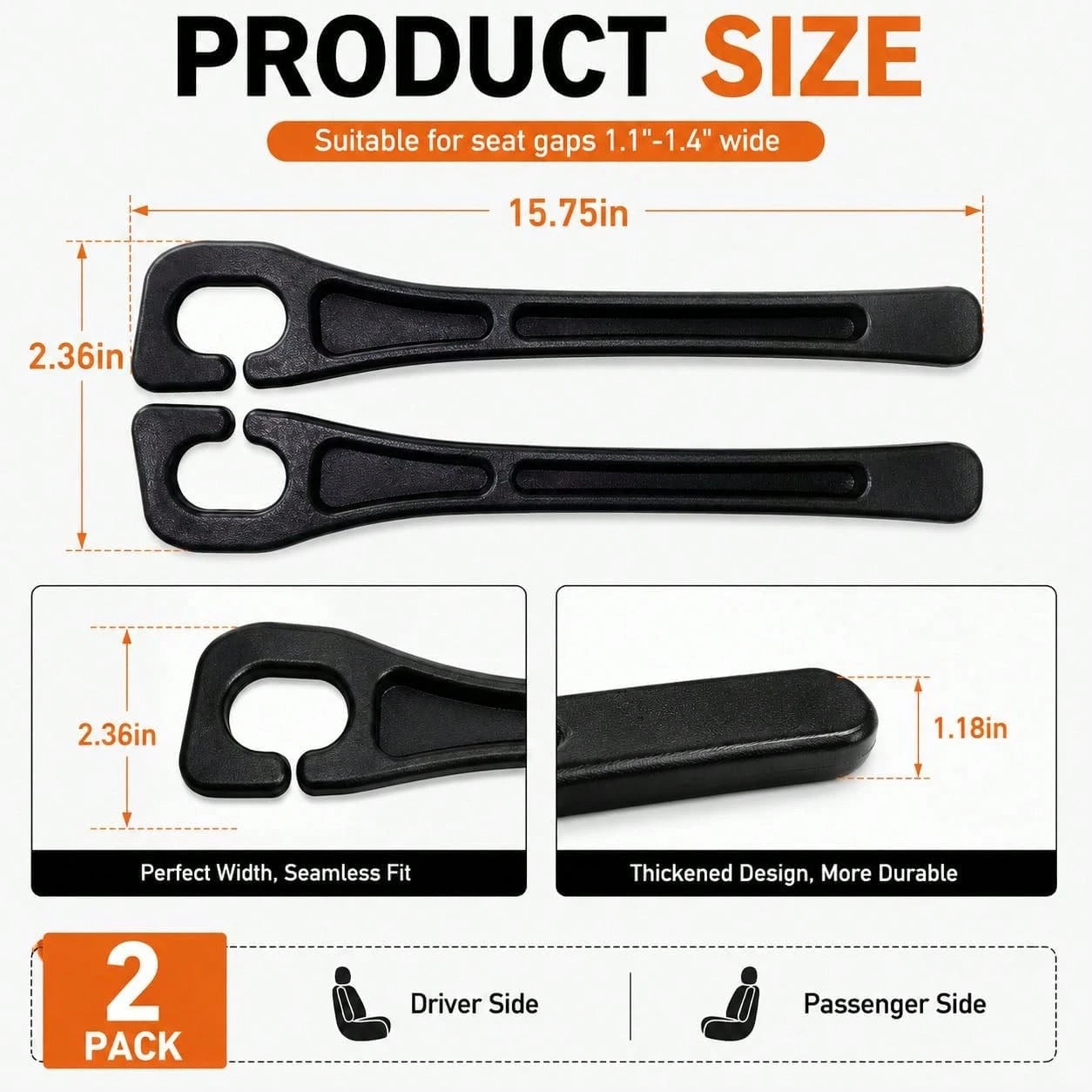 YIWSKJ Car Seat Gap Filler 2 Pack, Universal Fit No Drop Seat Guard With Storage Pocket, Car Seat Gap Plug Prevents Phones, Keys And Coins From Falling, Auto Accessories For SUV, Truck, Sedan