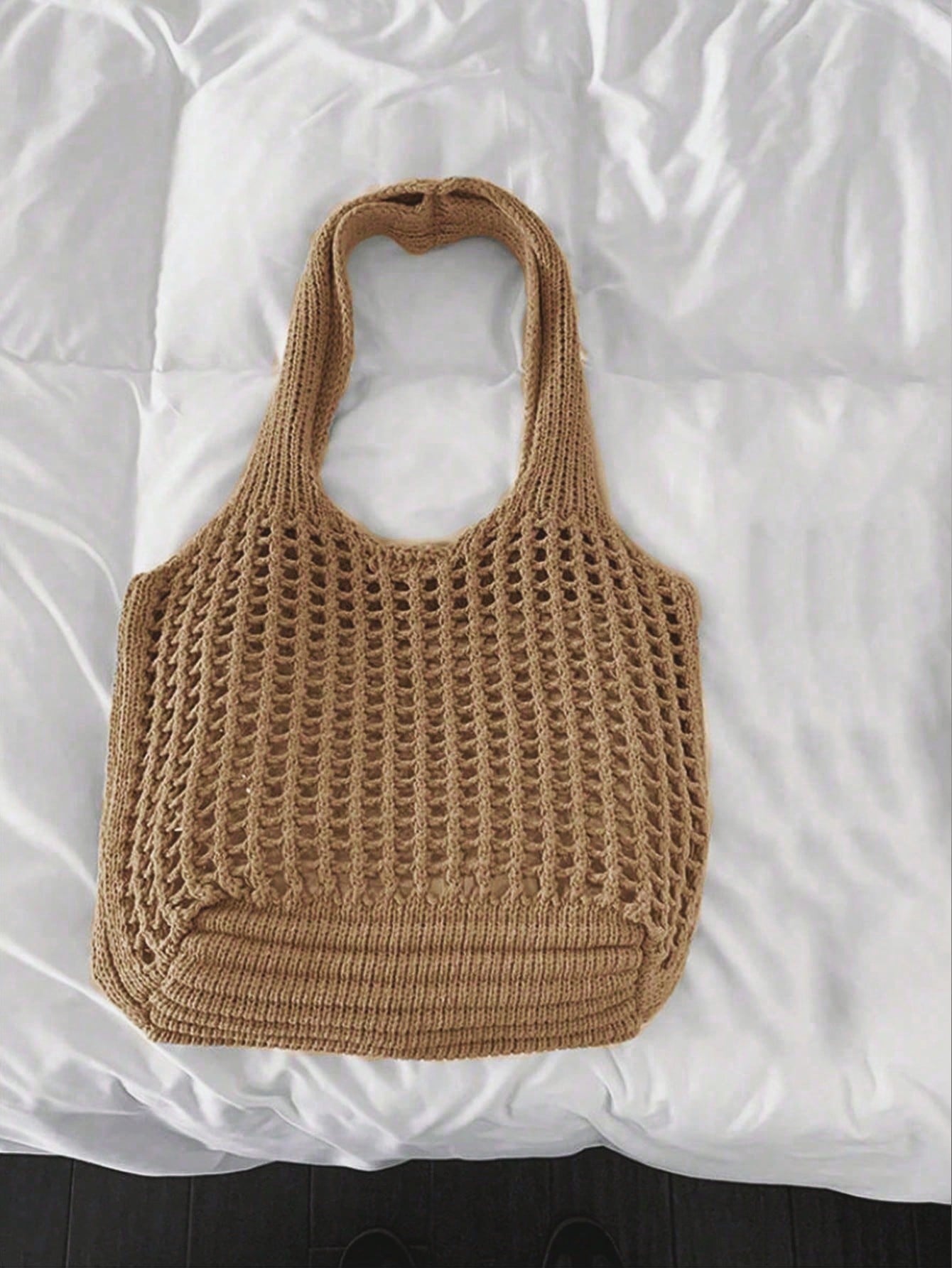 Yogodlns Lightweight Leisure Hollow Out Woven Shopping Crochet Bag For Women, Large Capacity Tote Bags For Travel, Multifunctional Kitchen Storage Mesh Bag
