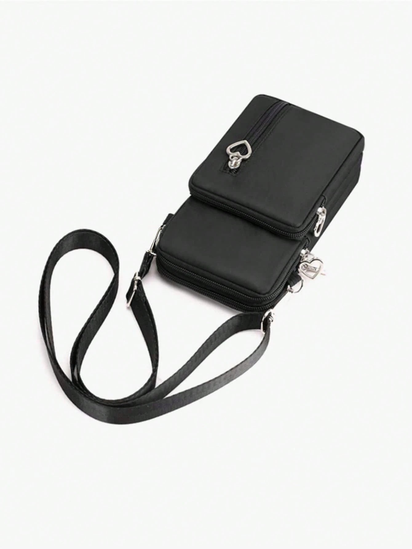 Yogodlns Mini Heart Decor Square Bag Multi Zipper Phone Wallet Women's Arm Coin Casual Crossbody Bag For Outdoor Lightweight Modern Business Credit Card ID Card Cash Business Casual Teacher's Day Teac