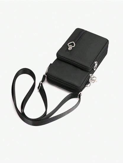 Yogodlns Mini Heart Decor Square Bag Multi Zipper Phone Wallet Women's Arm Coin Casual Crossbody Bag For Outdoor Lightweight Modern Business Credit Card ID Card Cash Business Casual Teacher's Day Teac