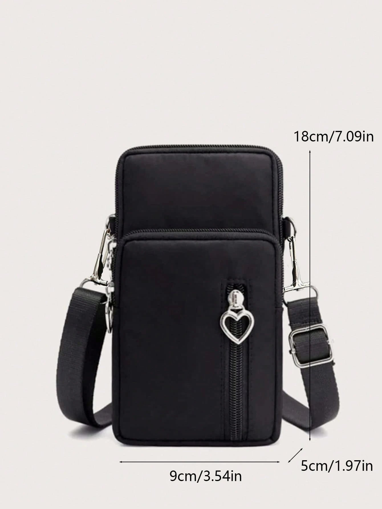 Yogodlns Mini Heart Decor Square Bag Multi Zipper Phone Wallet Women's Arm Coin Casual Crossbody Bag For Outdoor Lightweight Modern Business Credit Card ID Card Cash Business Casual Teacher's Day Teac