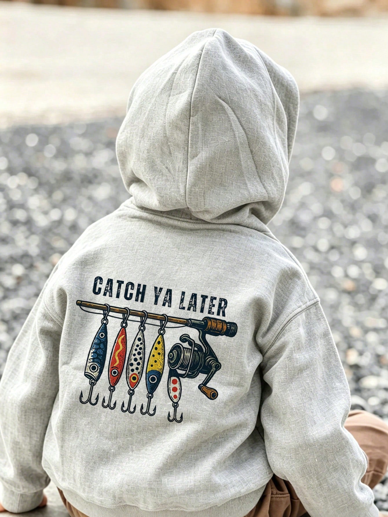 Young Boy Fun Print Pullover Sweatshirt, Warm & Comfortable Thermal-Lined Pullover Sweatshirt For Autumn/Winter