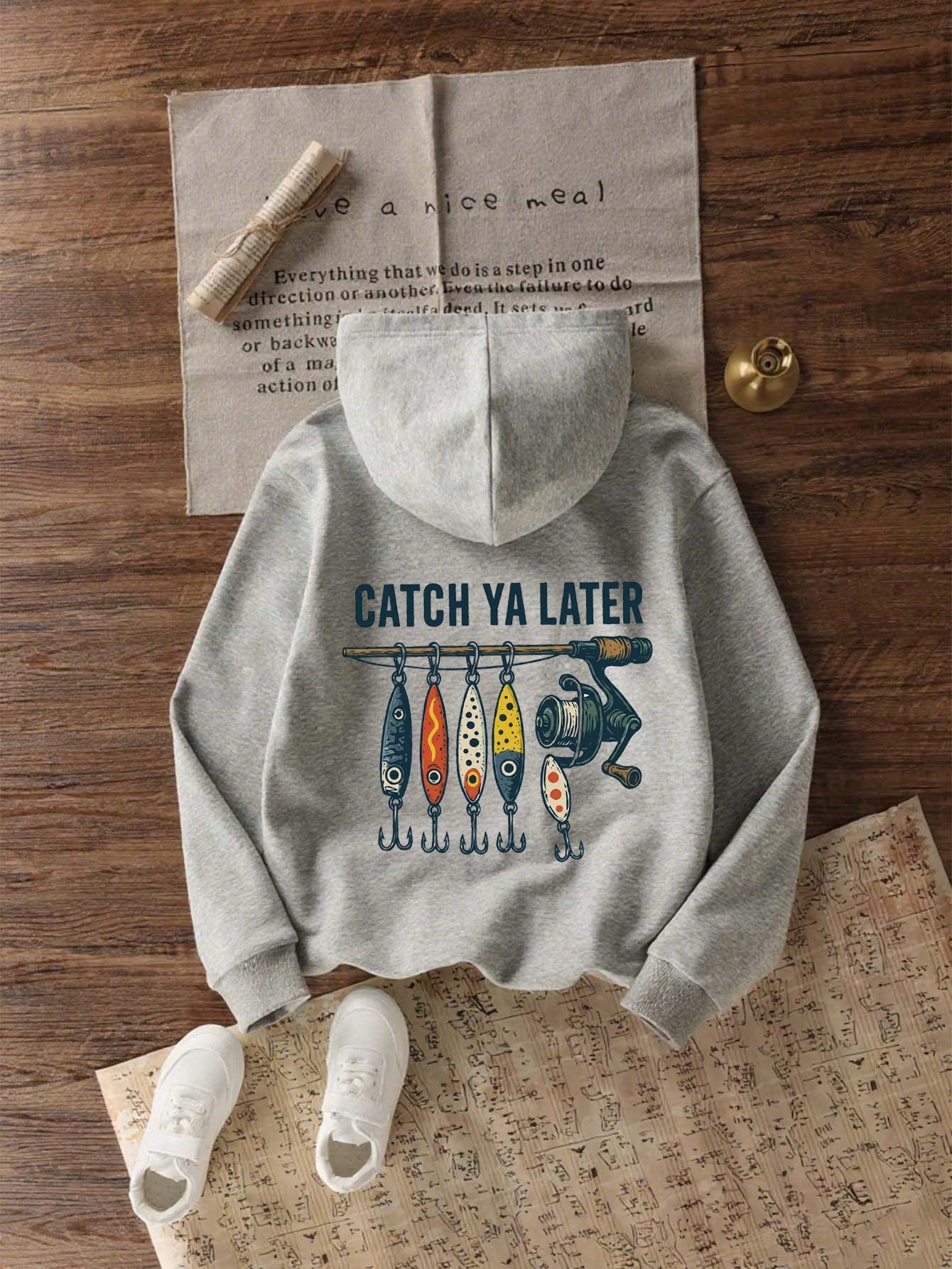 Young Boy Fun Print Pullover Sweatshirt, Warm & Comfortable Thermal-Lined Pullover Sweatshirt For Autumn/Winter