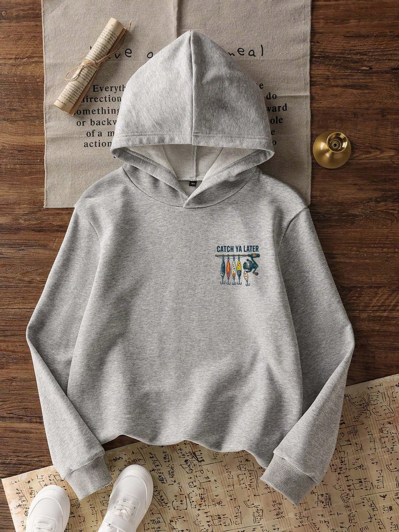 Young Boy Fun Print Pullover Sweatshirt, Warm & Comfortable Thermal-Lined Pullover Sweatshirt For Autumn/Winter