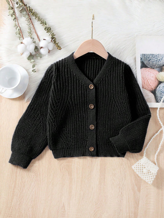 Young Girls Lightweight V-Neck Cardigans,Cozy Flared Sleeves Fashion Knitwear For Winter,School,Back-To-School,Daily Wear,Beige,White,Light Yellow
