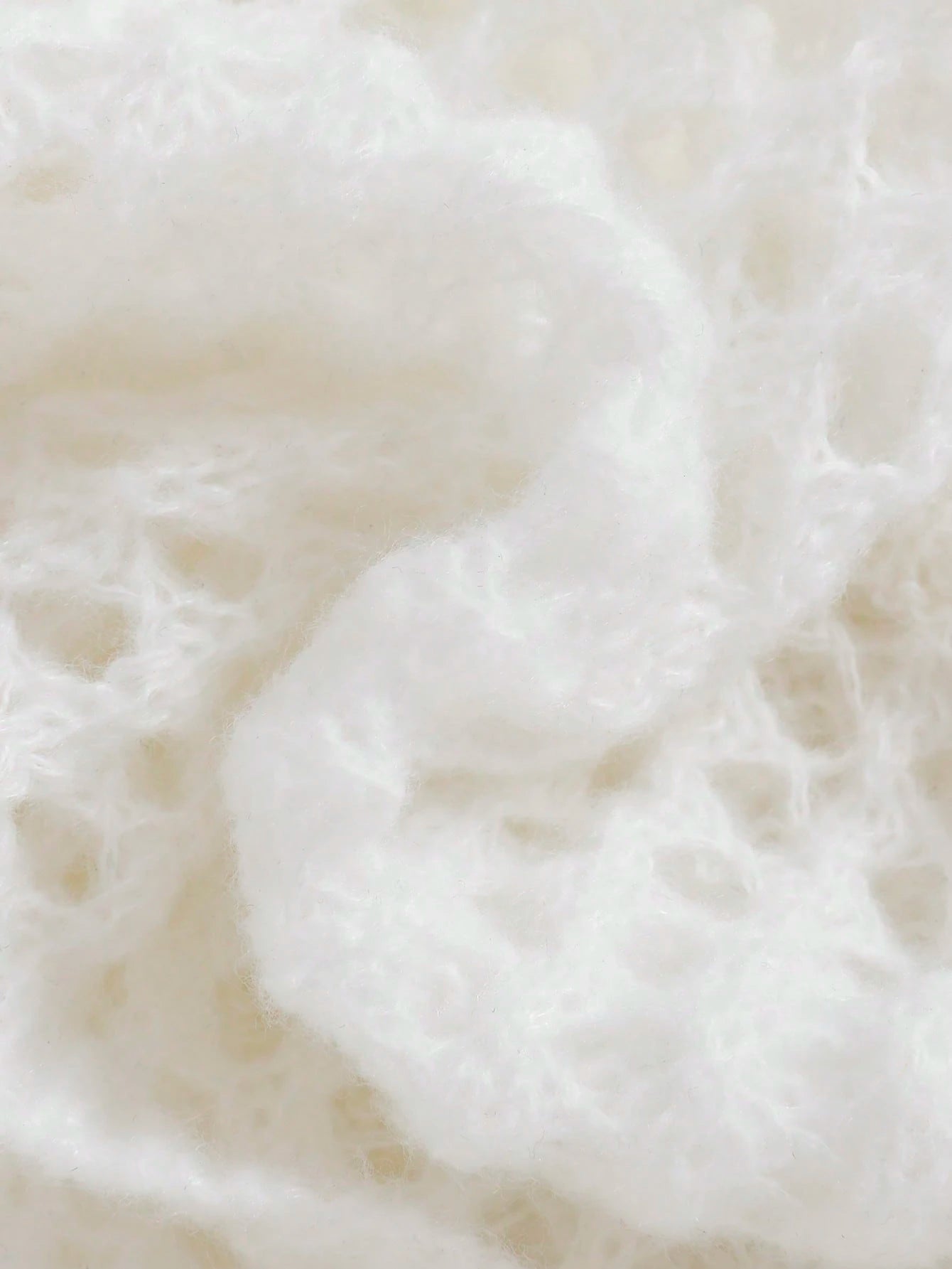 Young Girls' White Hollow Out Crop Sweater,Cute Bowknot Decor Drop Shoulder Round Neck Knitted Sweaters,Soft Casual Top For Daily,School,Vacation