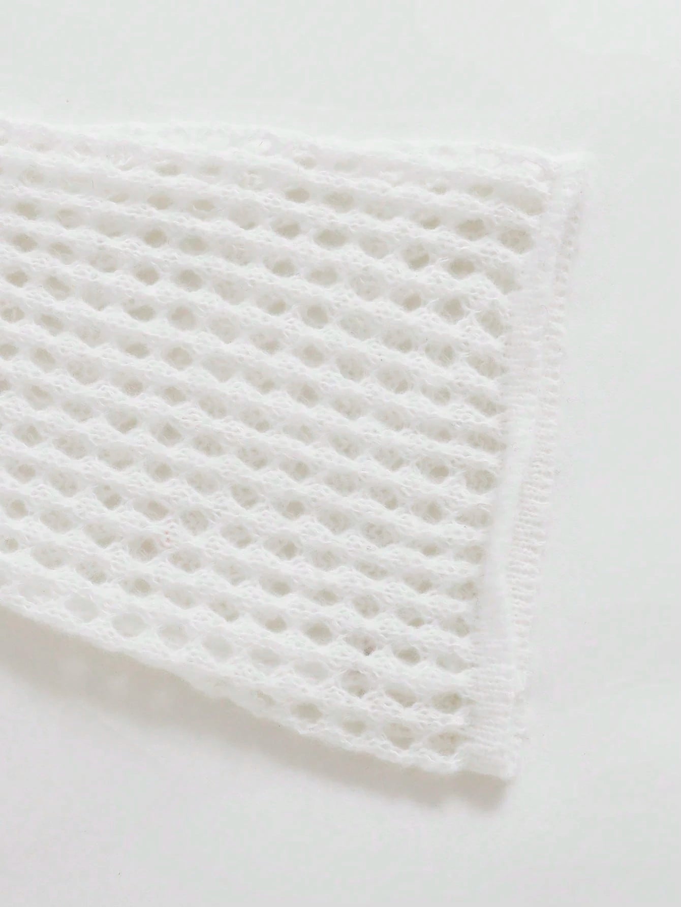 Young Girls' White Hollow Out Crop Sweater,Cute Bowknot Decor Drop Shoulder Round Neck Knitted Sweaters,Soft Casual Top For Daily,School,Vacation