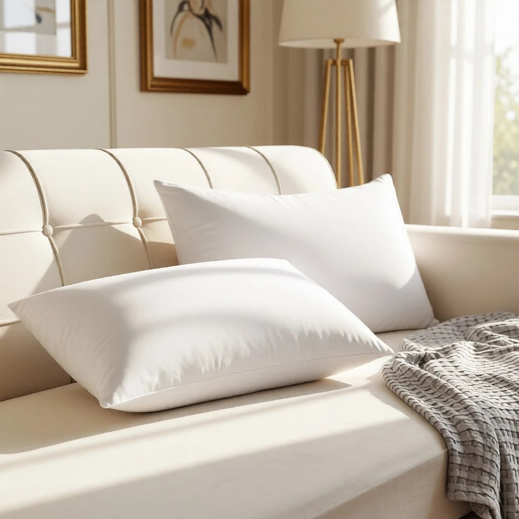 YUNDO Label White Pillow Core, Sofa Cushion, Bed Cushion, Patio Cushion, 18*18 Inches, High Filling Capacity, Machine Washable, Dryable, Reusable, Ultra-Fine Fabric, Brushed Fabric, Soft And Clean, E