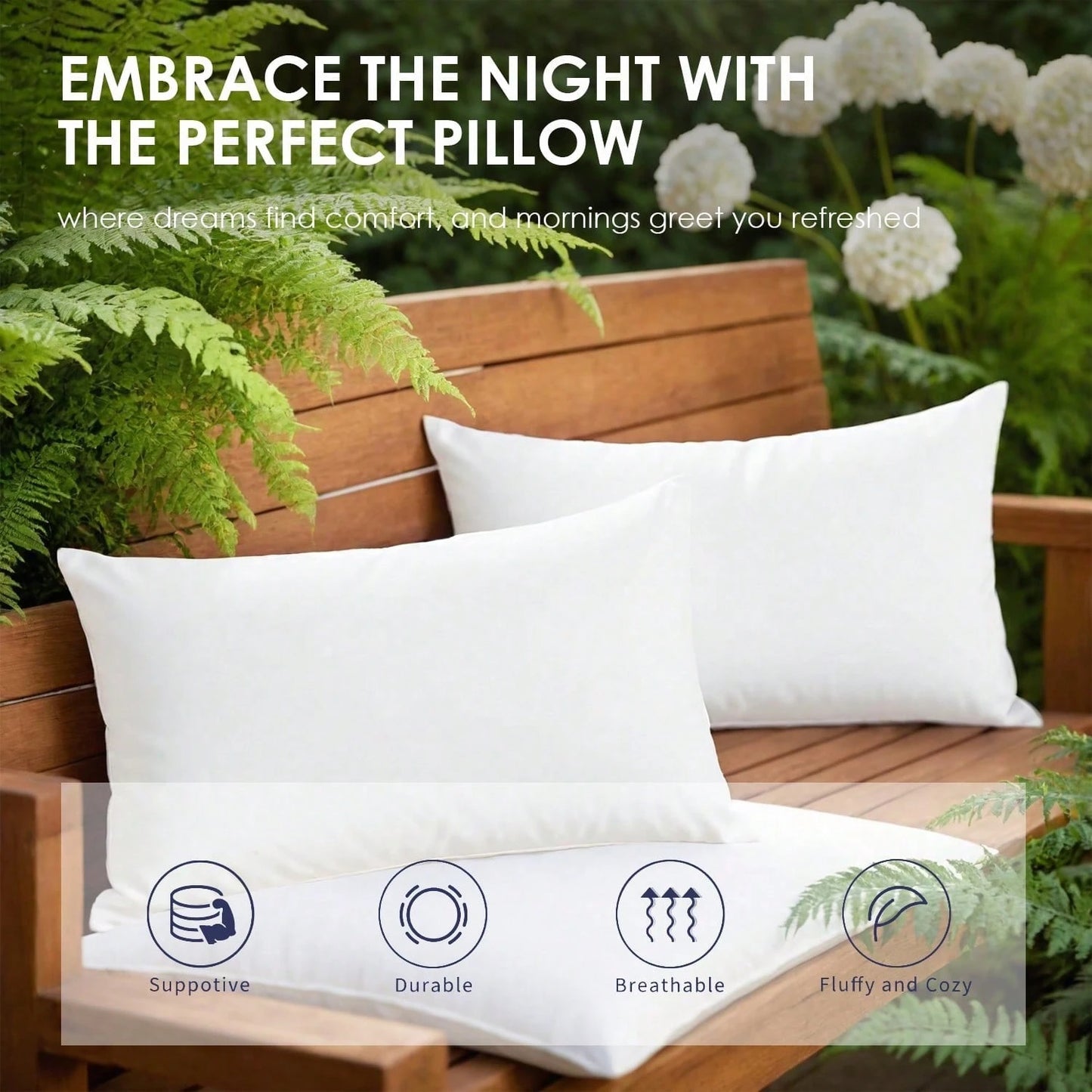 YUNDO Label White Pillow Core, Sofa Cushion, Bed Cushion, Patio Cushion, 18*18 Inches, High Filling Capacity, Machine Washable, Dryable, Reusable, Ultra-Fine Fabric, Brushed Fabric, Soft And Clean, E